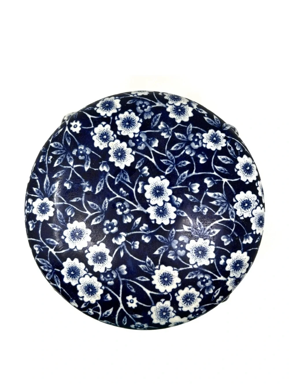 Vintage Royal Crownford Calico Blue & White Lidded Canister Floral Ironstone Jar